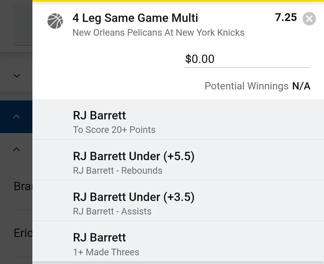 RJ, Stake 1.5 units. Accept odds over $6.00+