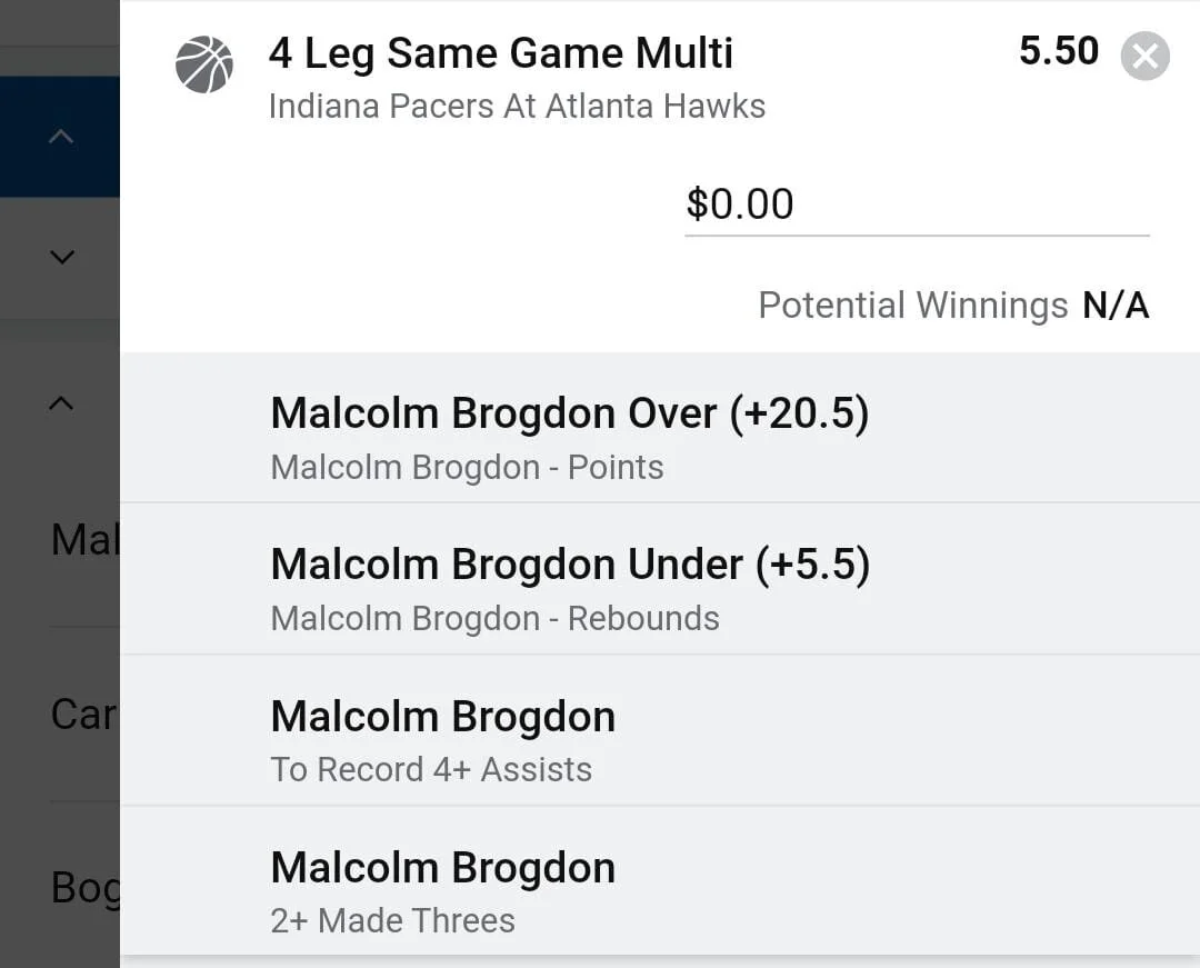 Brogdon, Stake 1.5 units. Accept odds over $4.50+