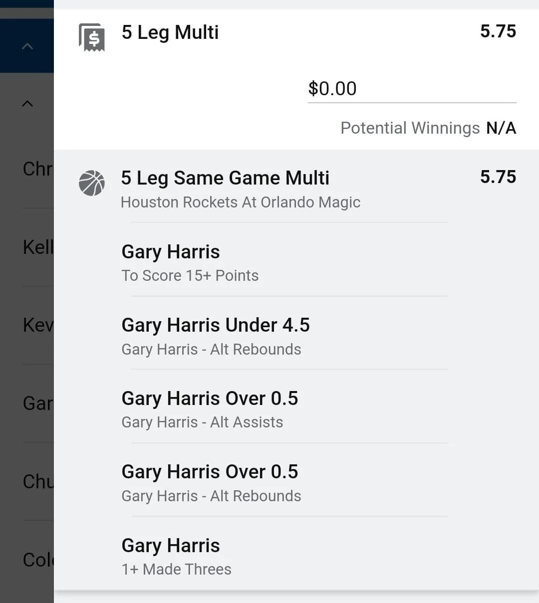 Gary Harris, Stake 1.5 units. Accept odds over $4.75. Please note we're betting Gary Harris to have atleast 1 rebound. But less than 4.