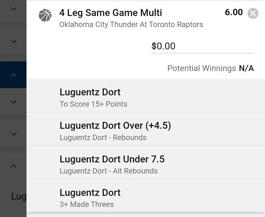 Lu Dort, Stake 2 units. Accept odds over $5.05+