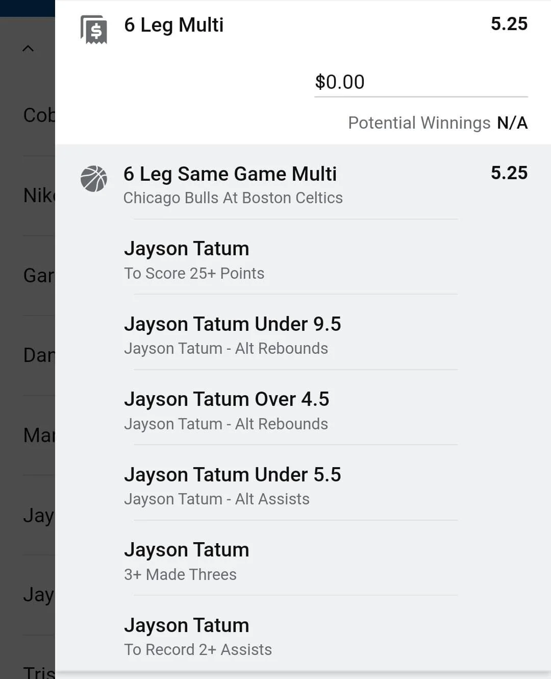 Tatum, Stake 1.5 units. Accept odds over $4.00