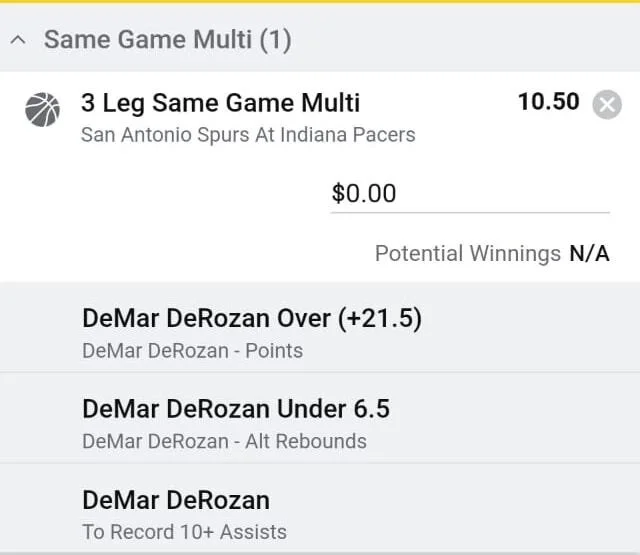 DeMar, Stake 1 unit. Accept odds over $8.00+