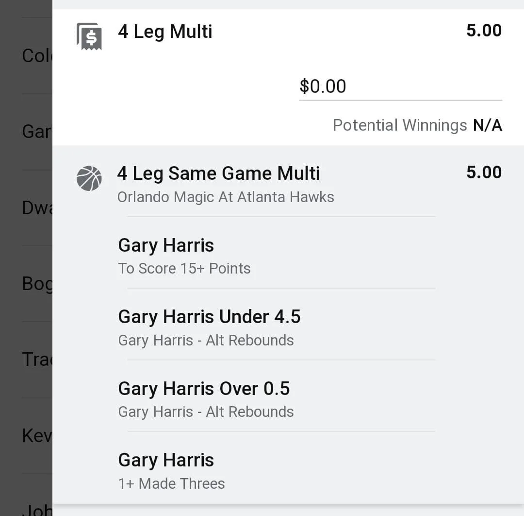 Gary Harris, Stake 1.5 units. Accept odds over $4.00+