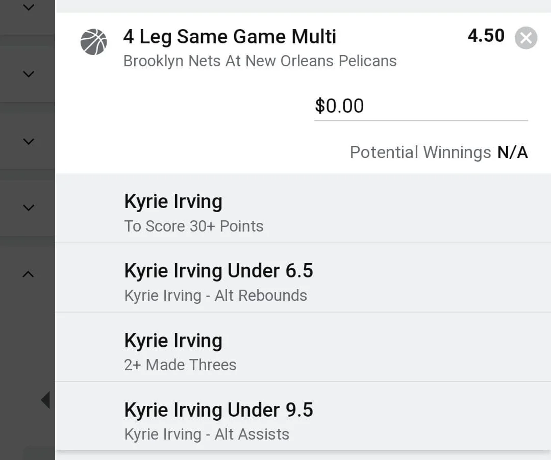 Kyrie, Stake 2 units. Accept odds over $4.00+