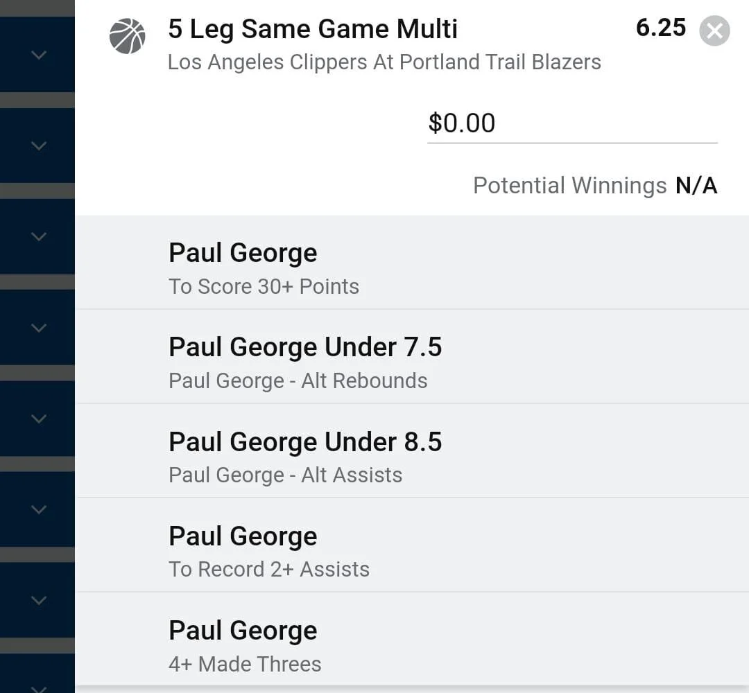 Paul George, Stake 1.5 units. Accept odds over $5.00+