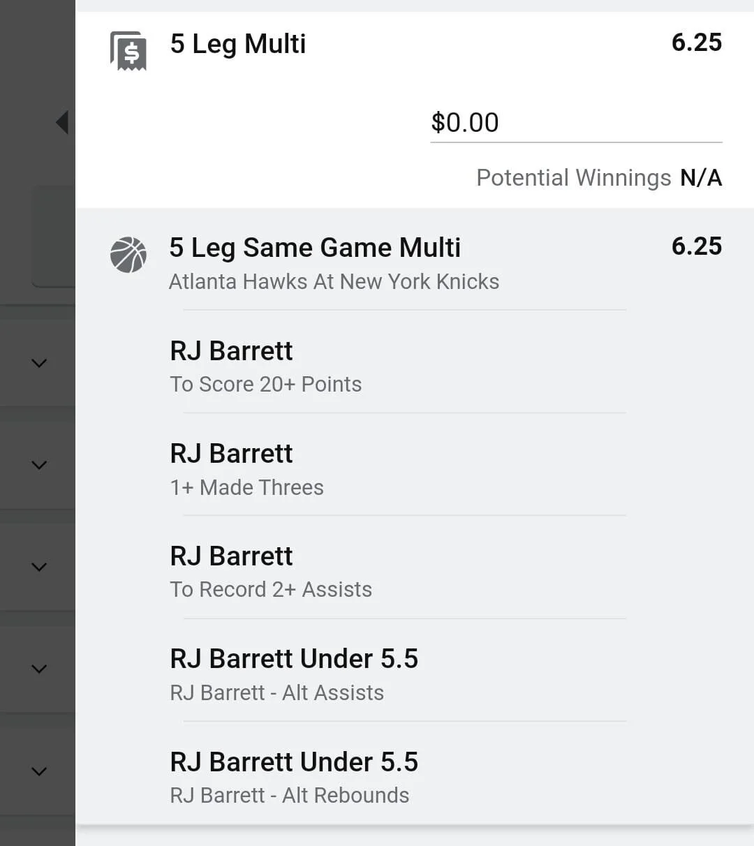 RJ, Stake 1.5 units. Accept odds over $5.00+