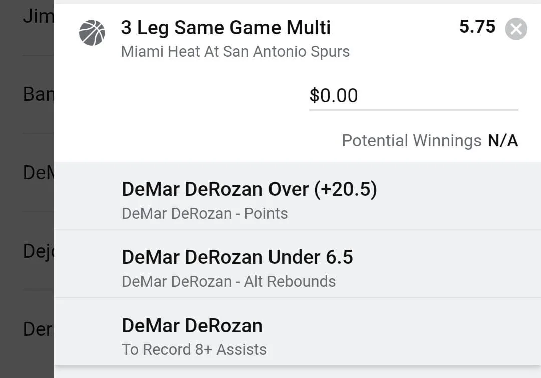 DeMar, Stake 1.5 units. Accept odds over $4.50+