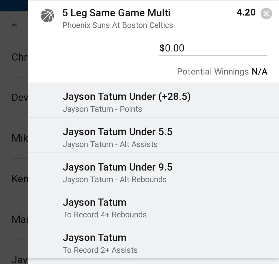 Tatum, Stake 2 units. Take odds over $3