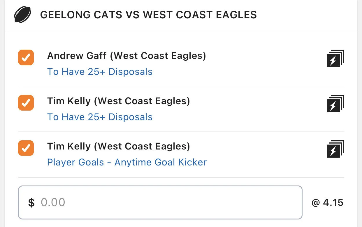 Eagles SGM - Stake 2 units, Minimum Odds 3.75