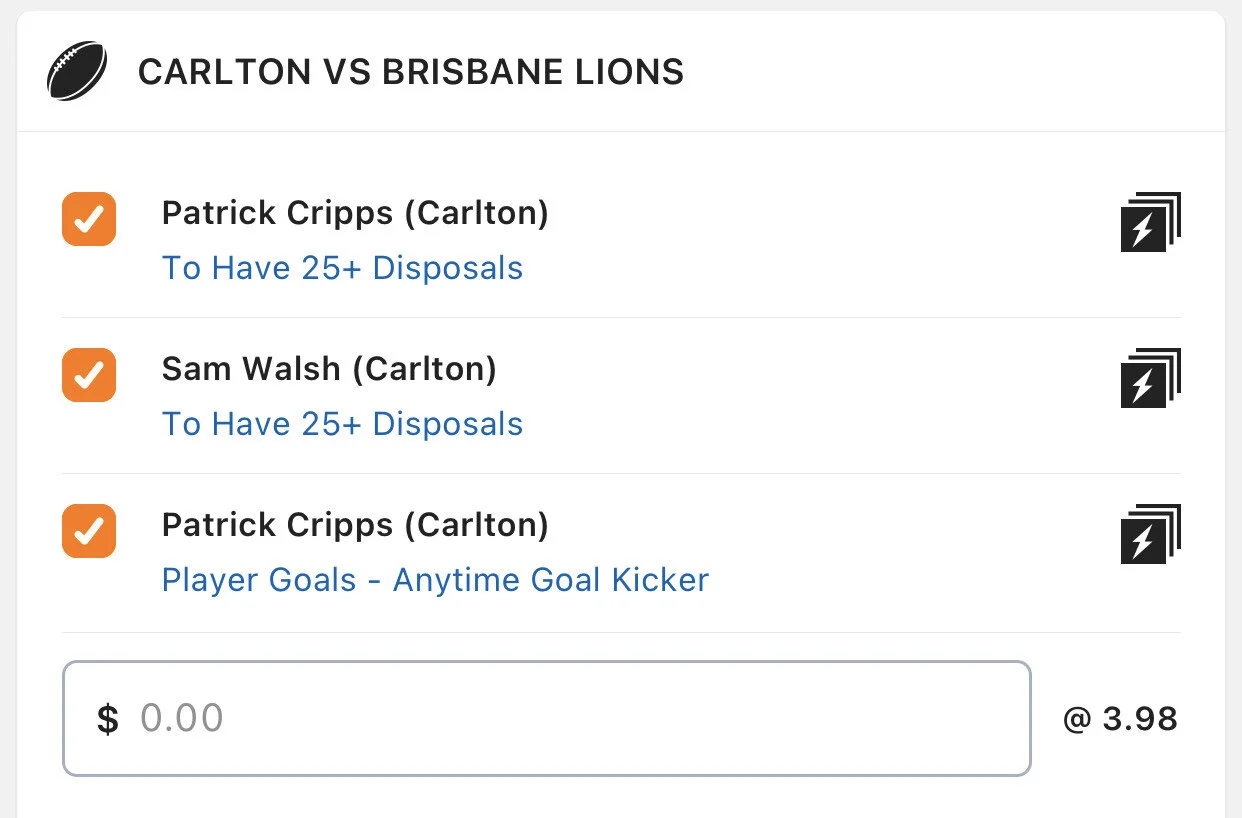 Blues SGM - Stake 2 units, Minimum Odds 3.4. Lads/Neds