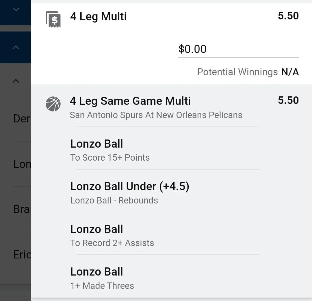 Lonzo 1.5 units. Take odds over $4