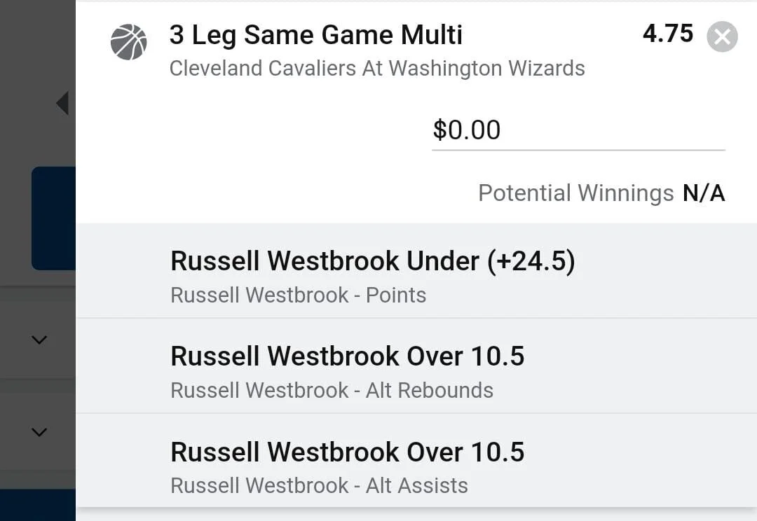 Westbrook 2 units. Take odds over $3.75