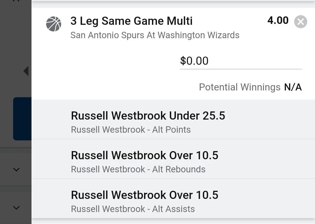 Westbrook 2 units. Take odds over $3