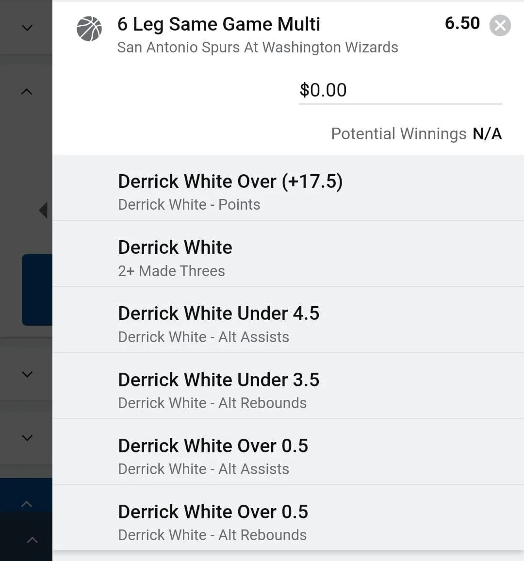Derrick White 1.5 units. Take odds over $5