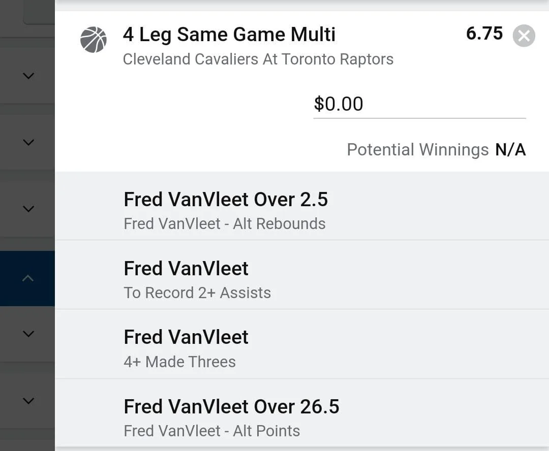 Fred VanVleet 1.5 units. Take odds over 5.75