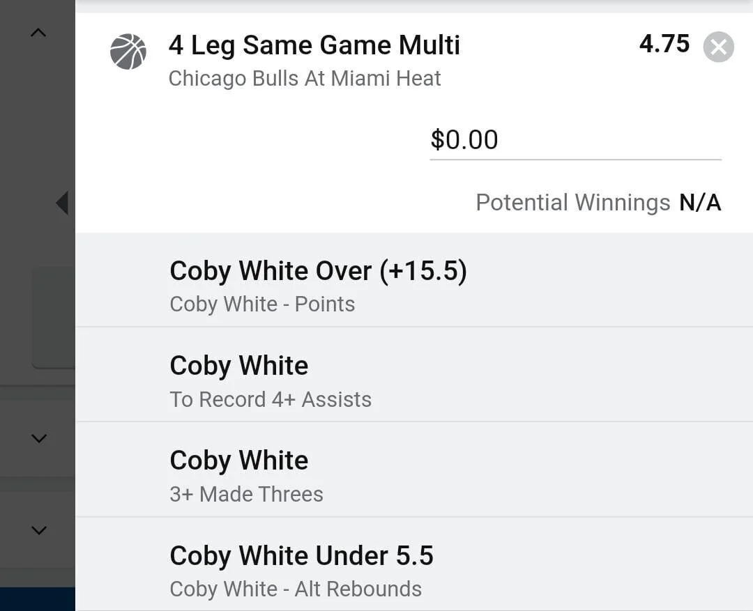 Coby White 2 units. Take odds over $4