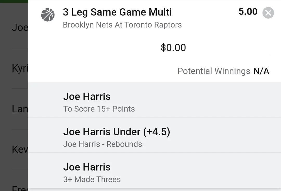 Joe Harris 2 units. Take odds over $4