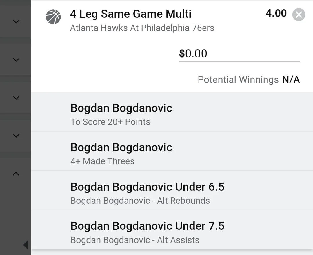 Atlanta Hawks Bogdan 2 units. Take odds over $3