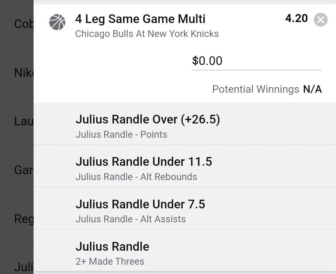 Randle 2 units. Take odds over $3