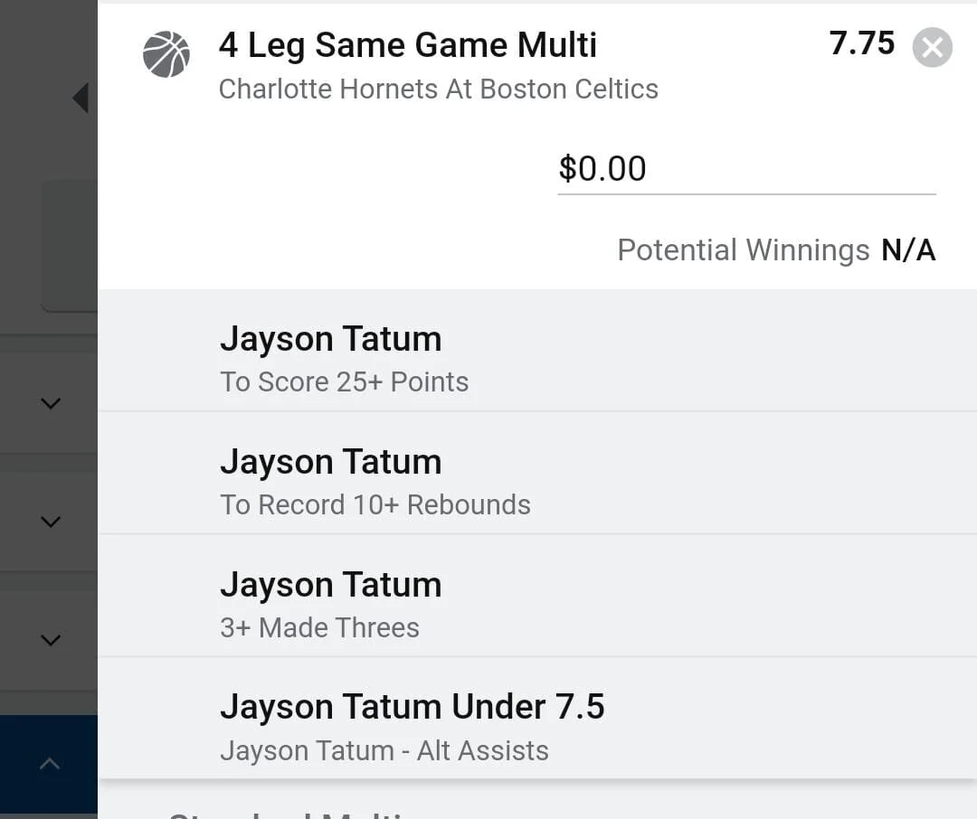 Tatum 1.5 units. Take odds over $7