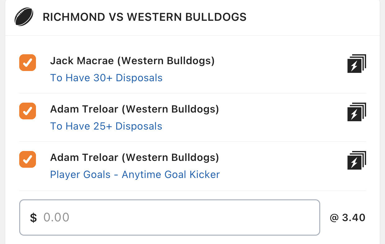 The cooking Midfield Dogs SGM - Stake 3 units, Minimum Odds 2.95 Lads/Neds