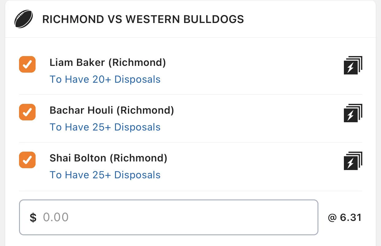 Tigers SGM - Stake 1 unit, Minimum Odds 5.50, Lads/Neds