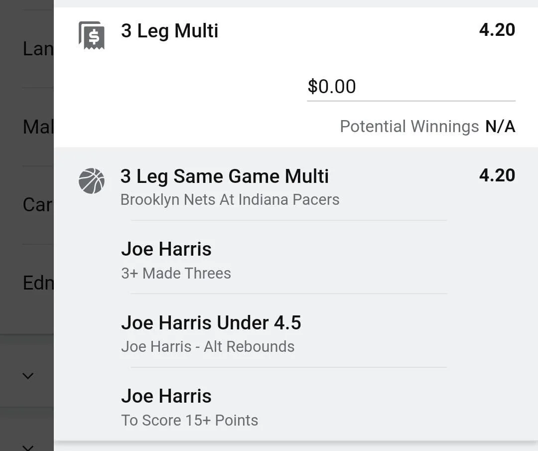 Joe Harris 2 units. Take odds over $3