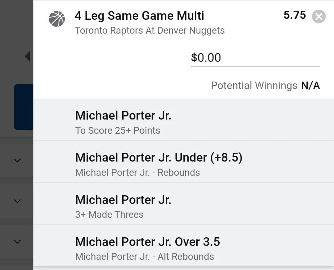 Michael Porter Jr 1.5 units. Take odds over $4.75