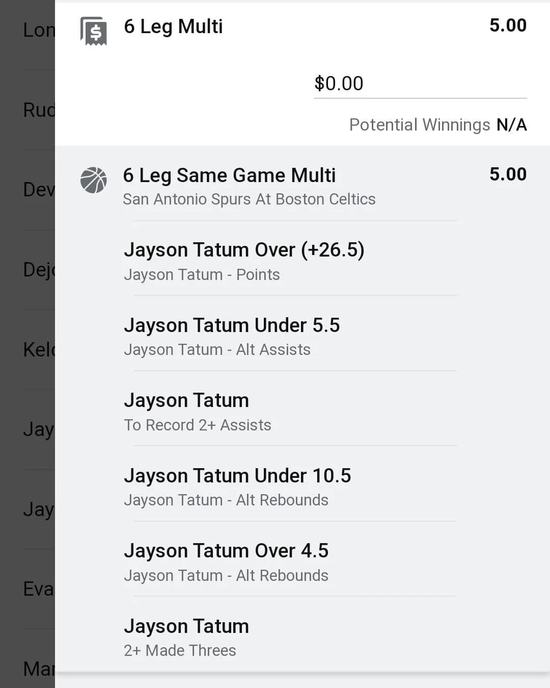 Tatum 2 units. Take odds over $4