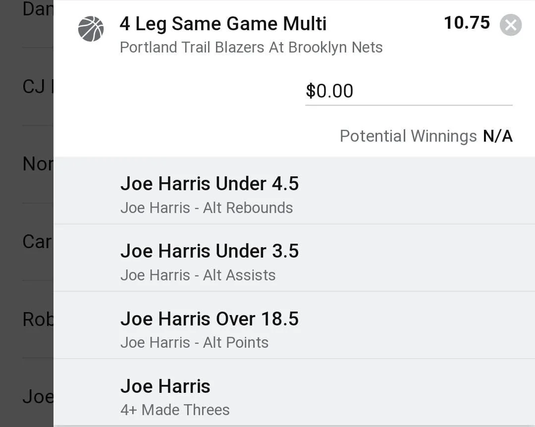 Joe Harris 1 unit. Take odds over $8