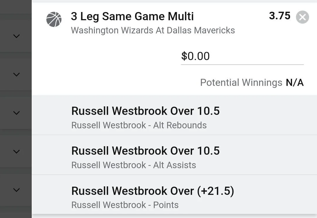 Westbrook 3 units. Take odds over $3.