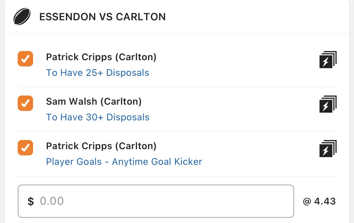 Blues SGM - Stake 1.5 units, Minimum Odds 3.6, Lads/Neds