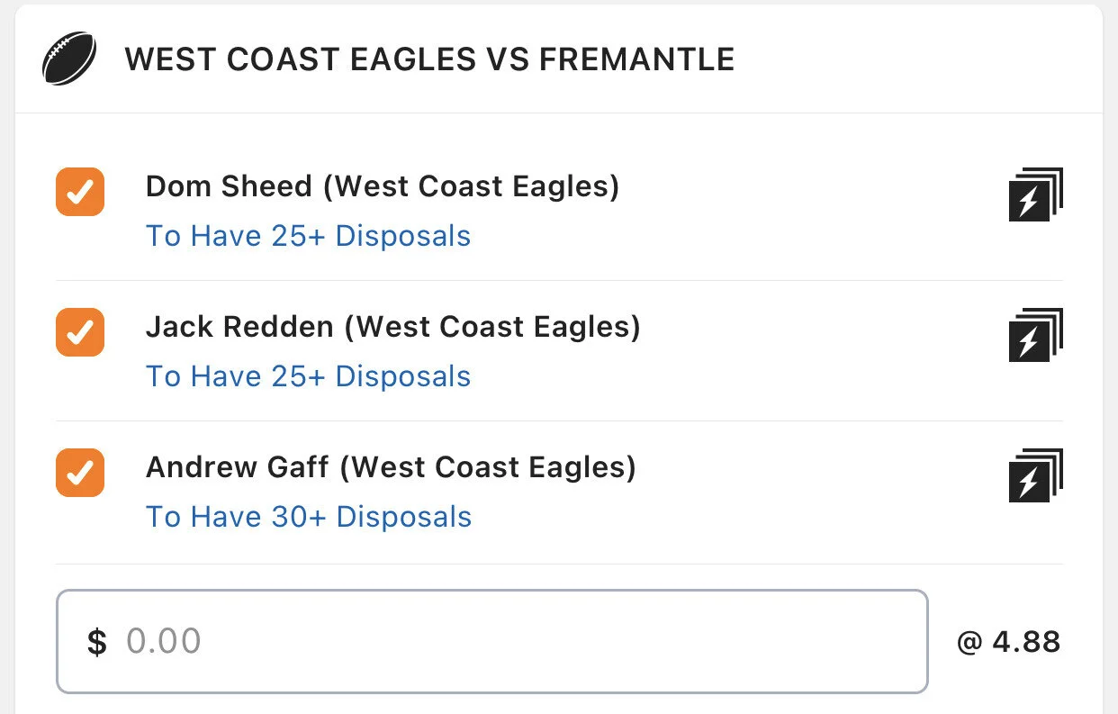 Eagles SGM - Stake 1.5 Units, Minimum Odds 3.8, Lads/Neds