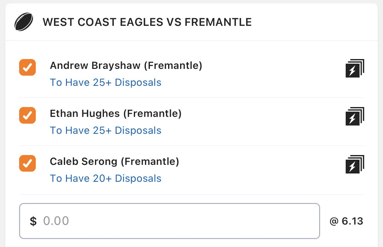 Freo SGM - Stake 1 unit, Minimum Odds 5, Lads/Neds