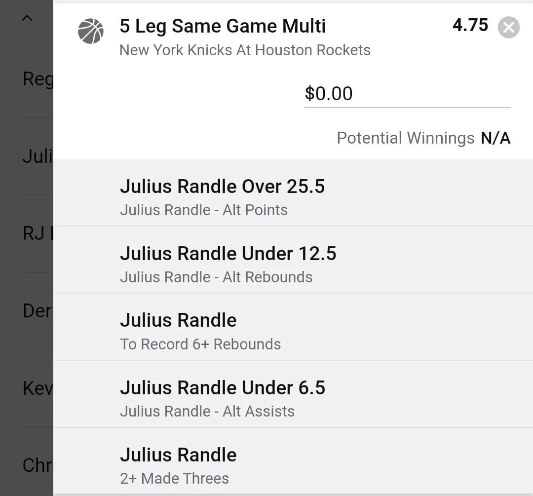 Julius Randle 2 units. Take odds over $3.75