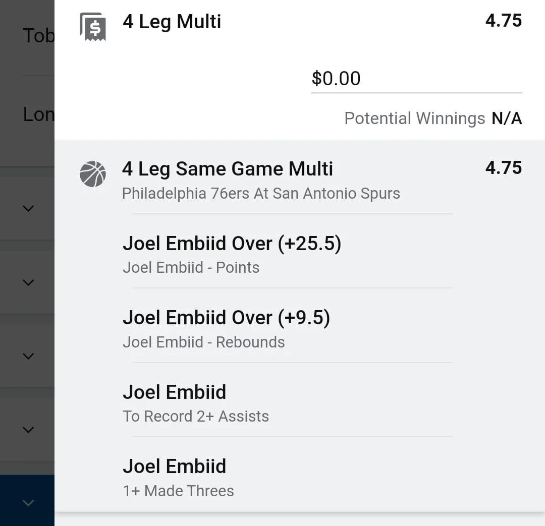 Embiid 2 units. Take odds over $3.75