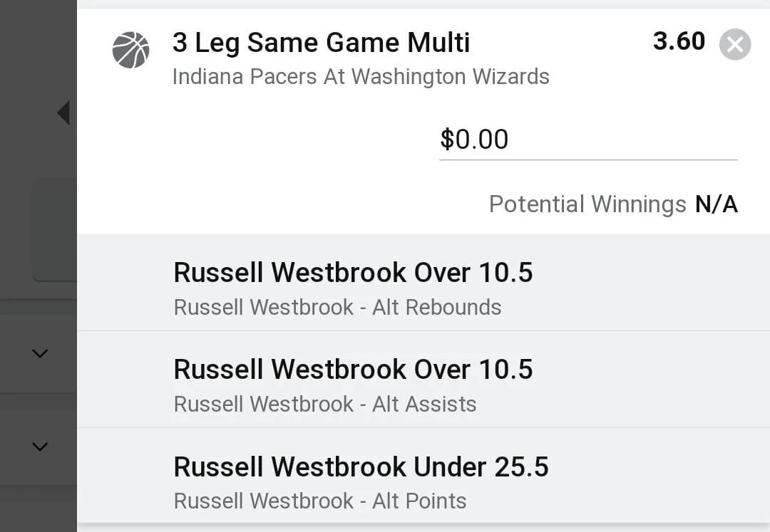 Westbrook 3 units. Take odds over $2.8