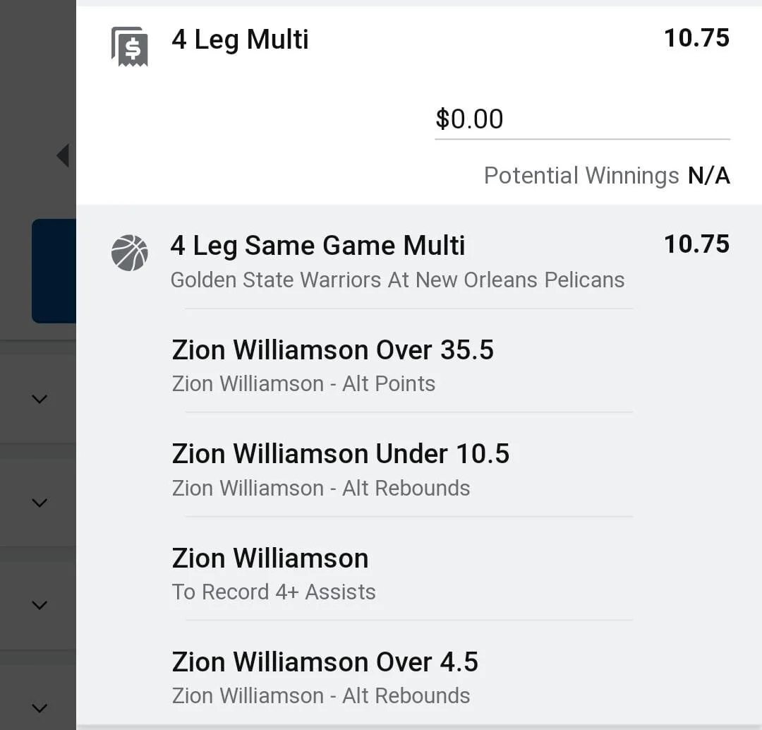 Zion 1 unit. Take odds over $8