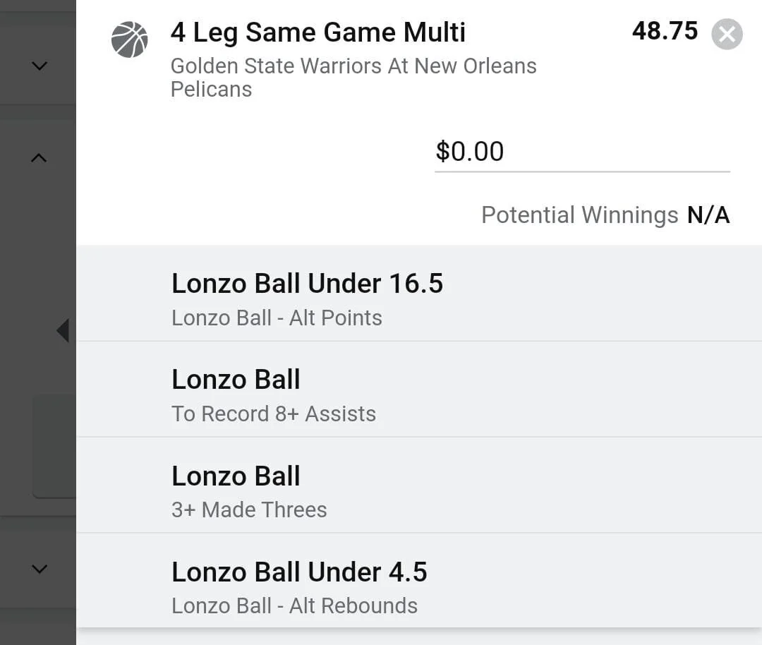 Lonzo 1 unit. Take odds over $30