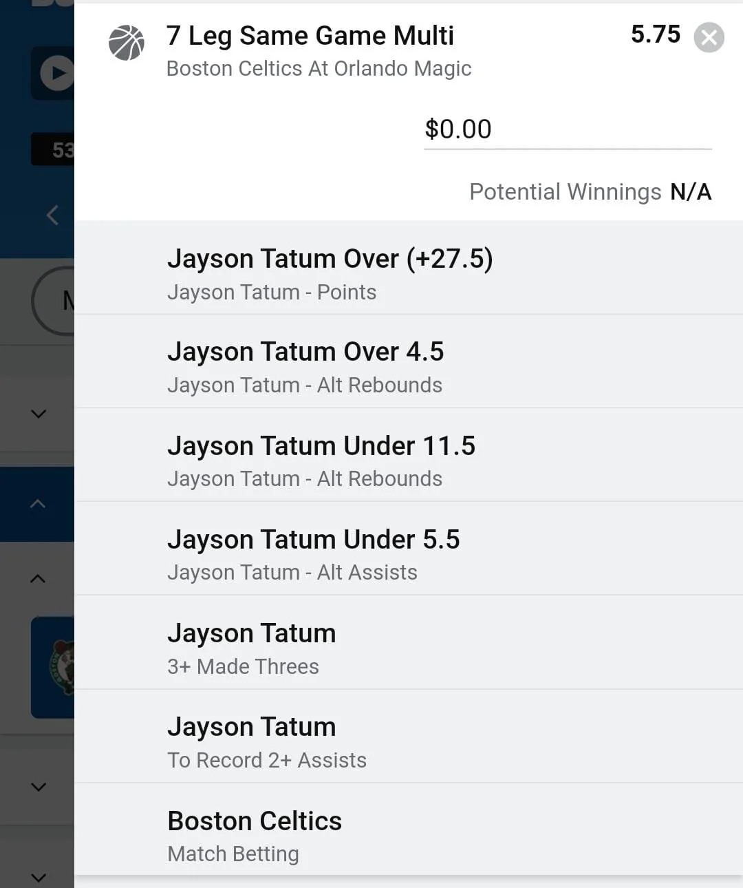 Tatum 2 units. Take odds over $4