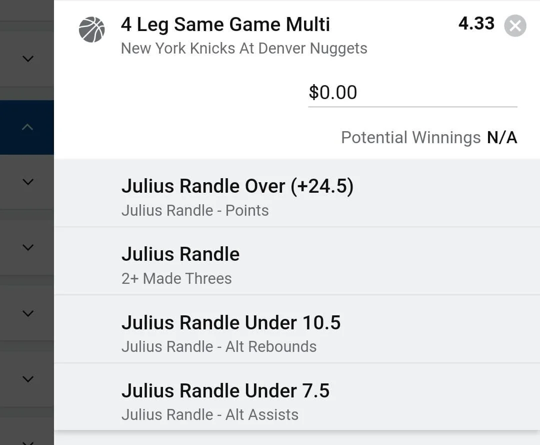 Randle 2 units. Take odds over $3