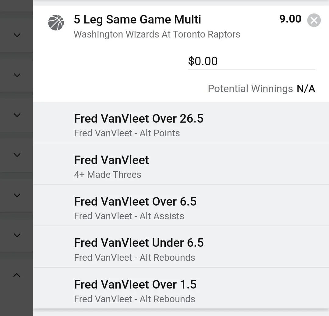 Fred VanVleet 1.5 units. Take odds over $7