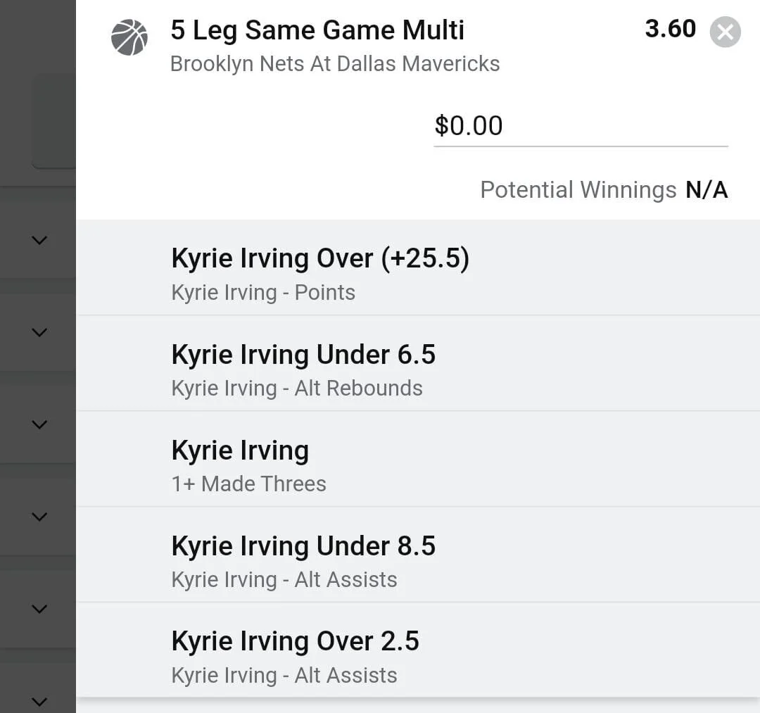 Kyrie 3 units. Take odds over $2.5