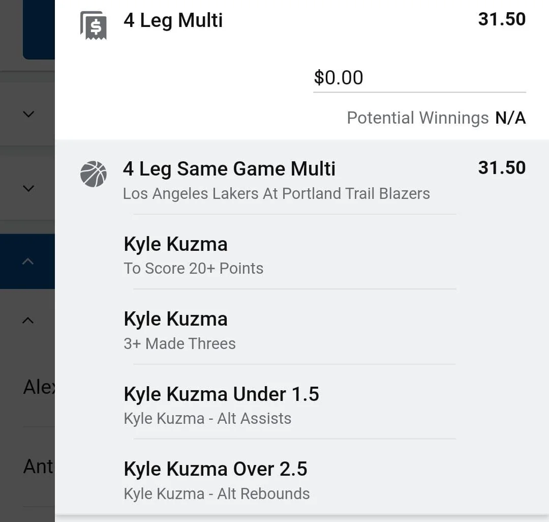 Kuzma 1 unit. Take odds over $20