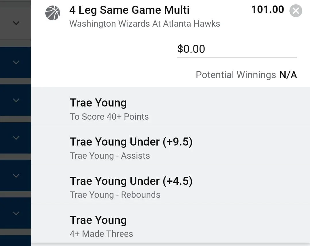Trae Young 1 unit. Take odds over $50