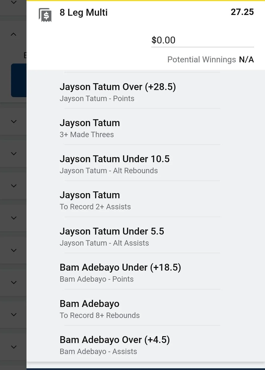 Tatum x Bam 1 unit. Take odds over $15