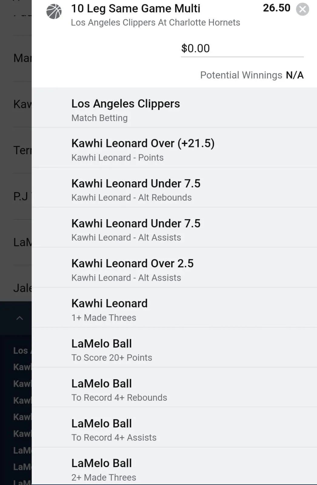 Kawhi x LaMelo x Clippers win 1 unit. Take odds over $16