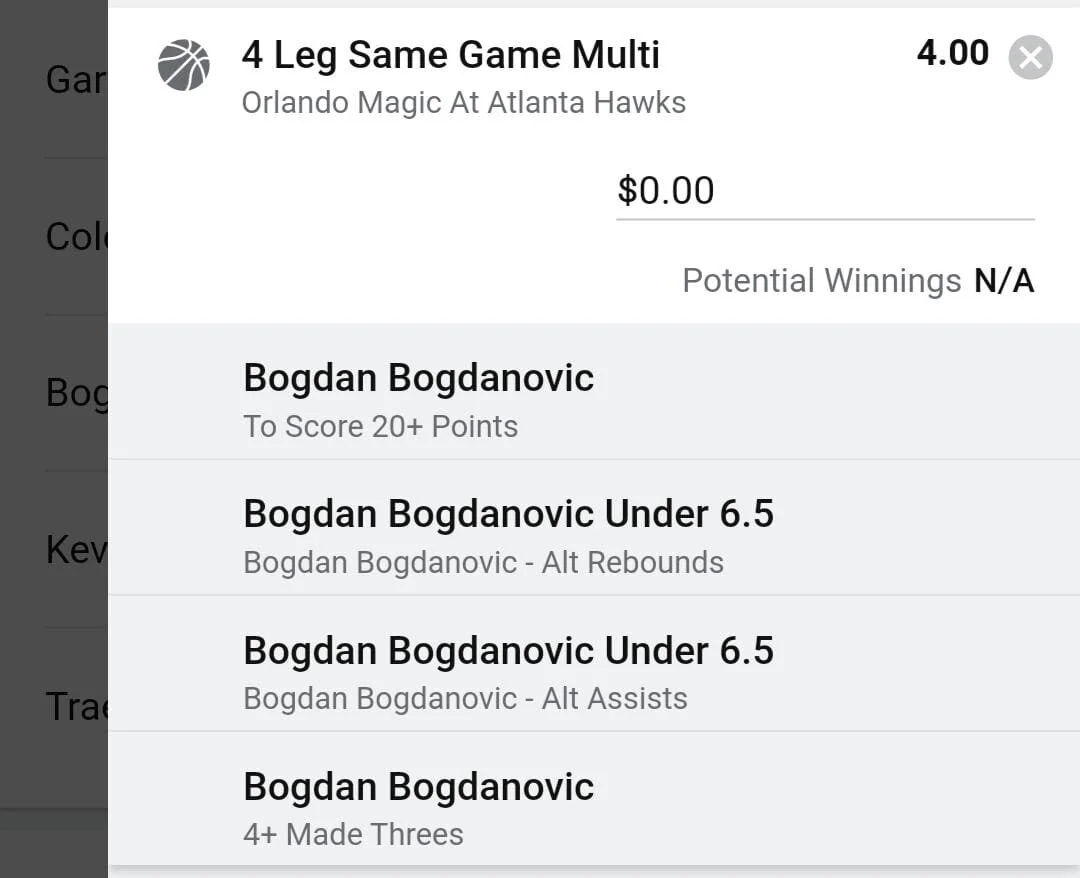 Atlanta Hawks Bogdan 3 units. Take odds over $3