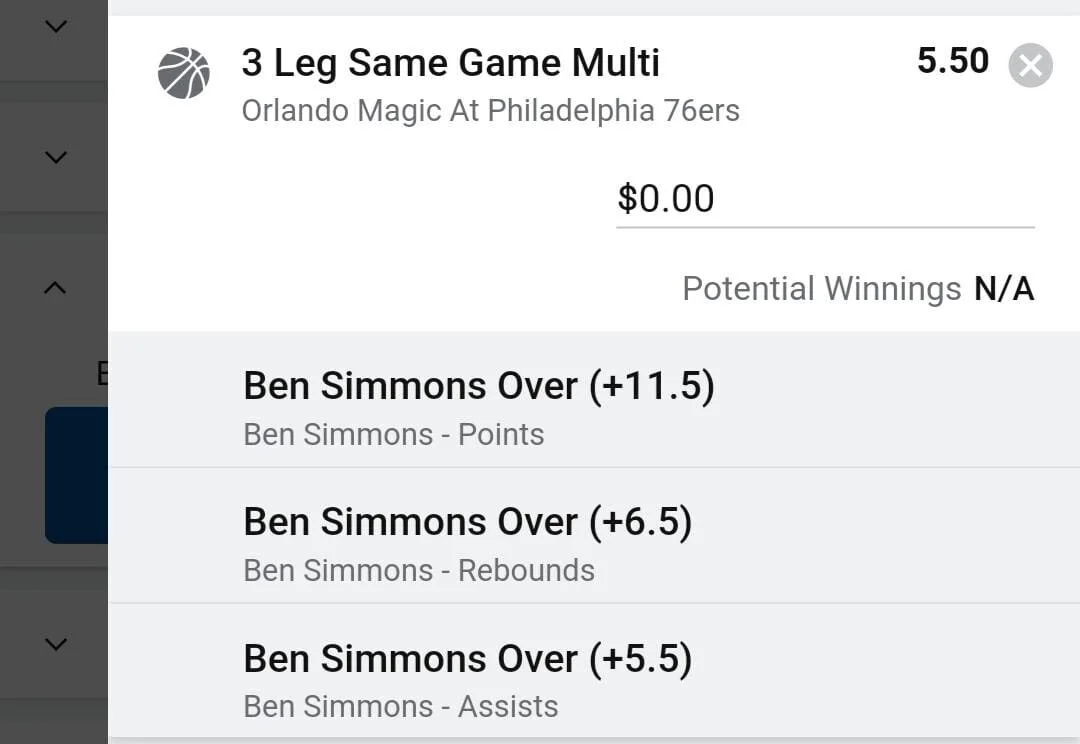 Ben Simmons 2 units. Take odds over $4