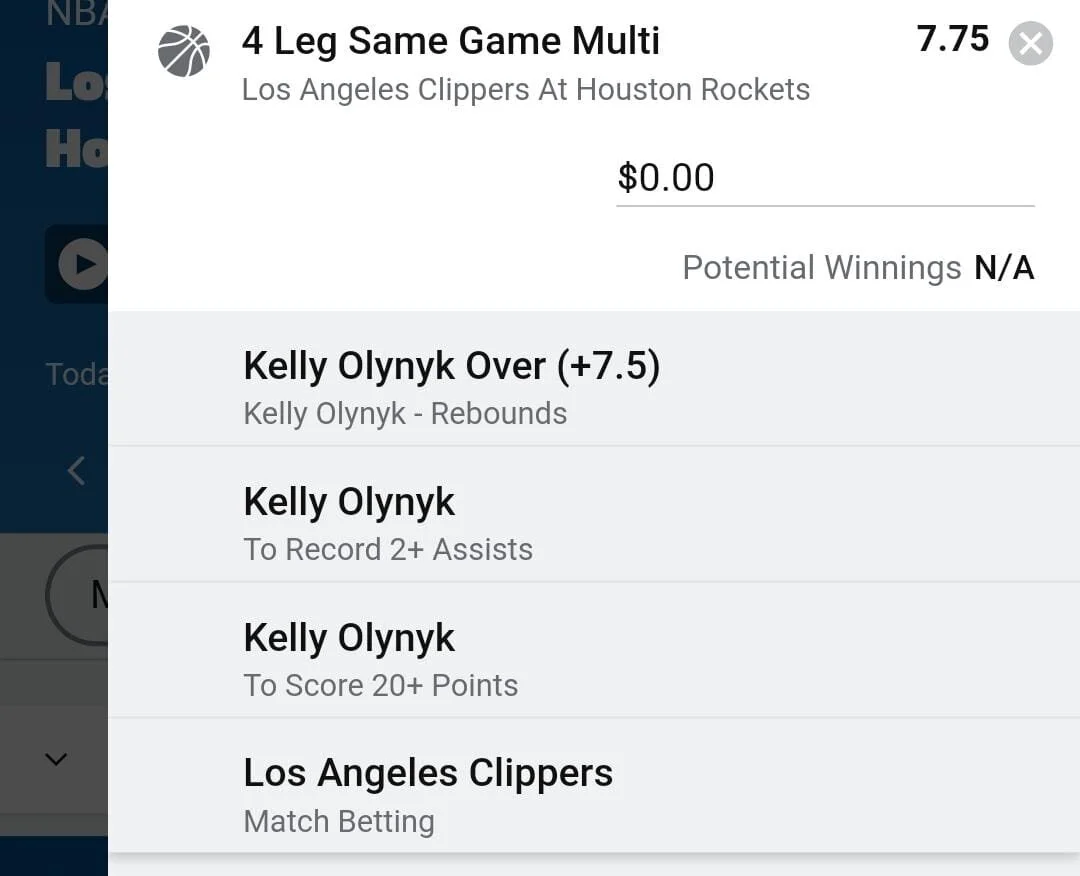Olynyk x Cippers,  2 units. Take odds over $5